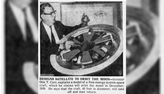 Otis Carr, creador de una supuesta nave espacial antigravedad con forma de OVNI que podía ir más allá de la Luna