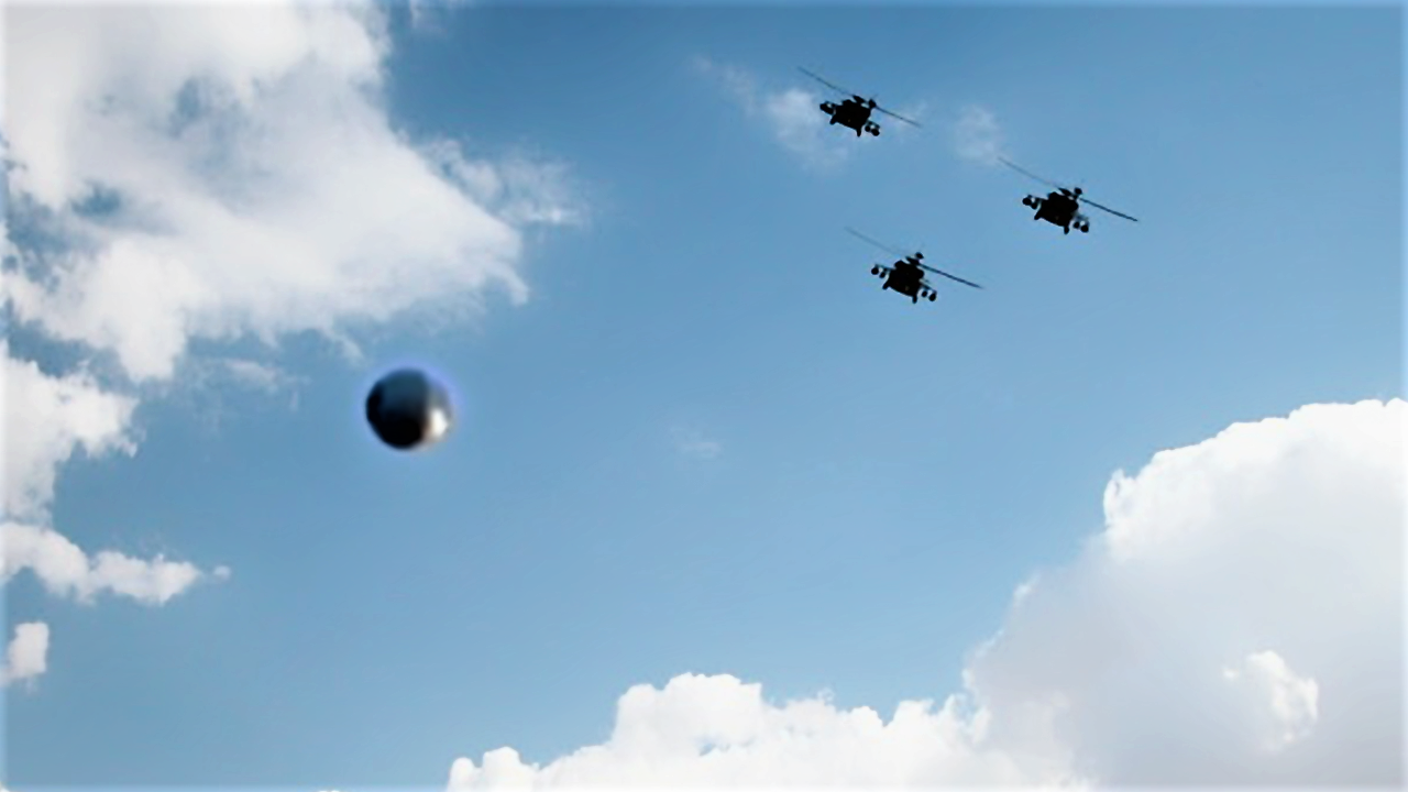 Tres helicópteros negros grabados junto a un OVNI sobre Los Ángeles